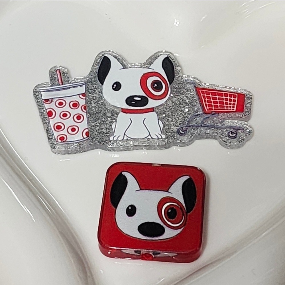 Dog Flatback Focal Bead Shaker Keychain Beaded Pen Badge Targ Bullseye Shopping